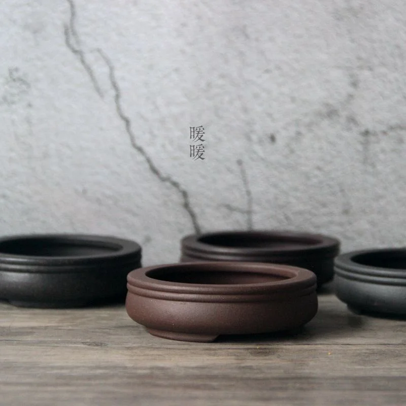 Bonsai Garden China - 세라믹 원형 분재 화분, 접시, 퍼플샌드,