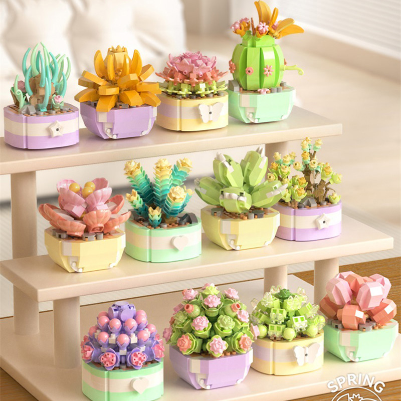 Bonsai Garden Lego - 꽃 다육 식물 빌딩 블록 영원한
