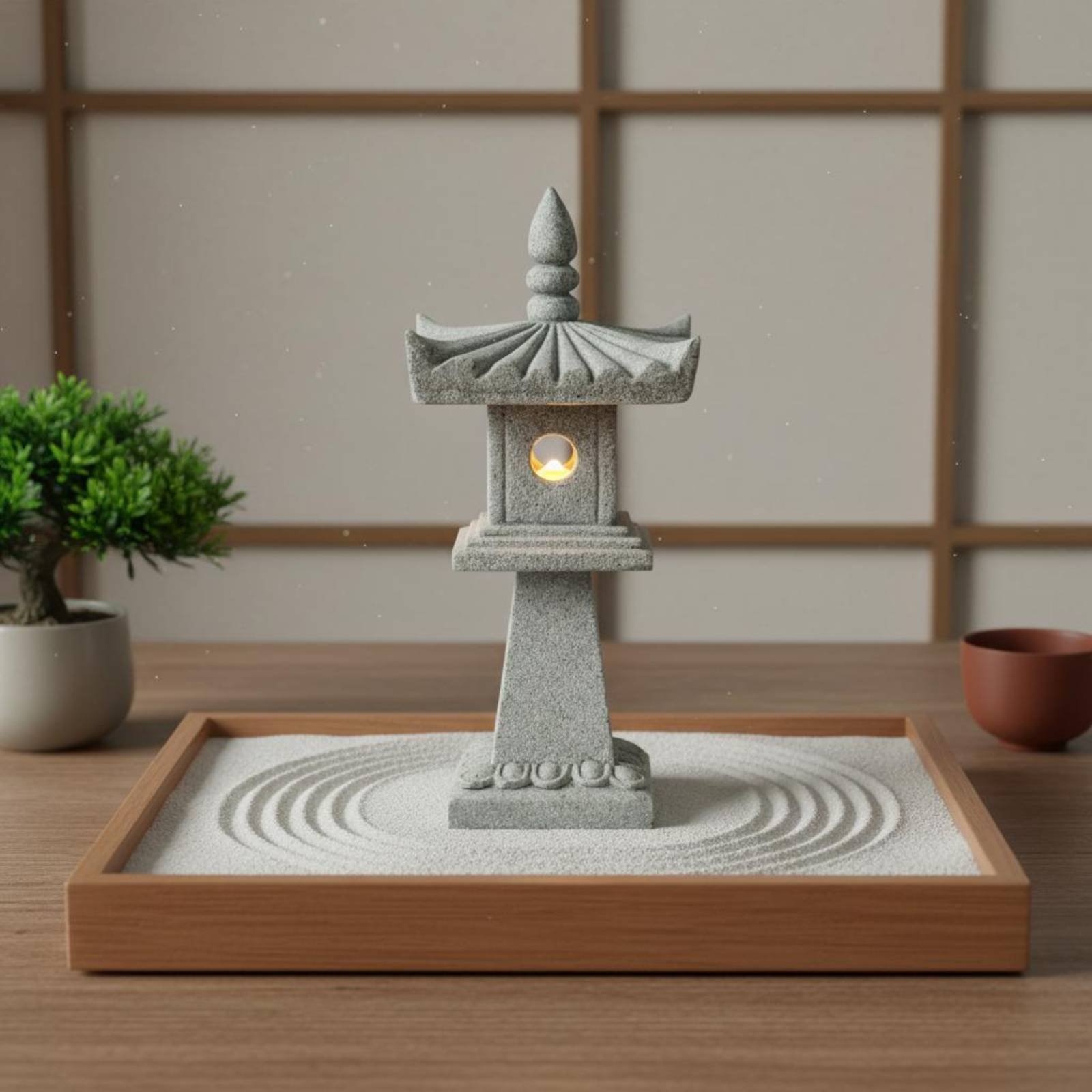 Bonsai Garden Decor - 미니어처 석등 고풍스러운 마감 분재 장식