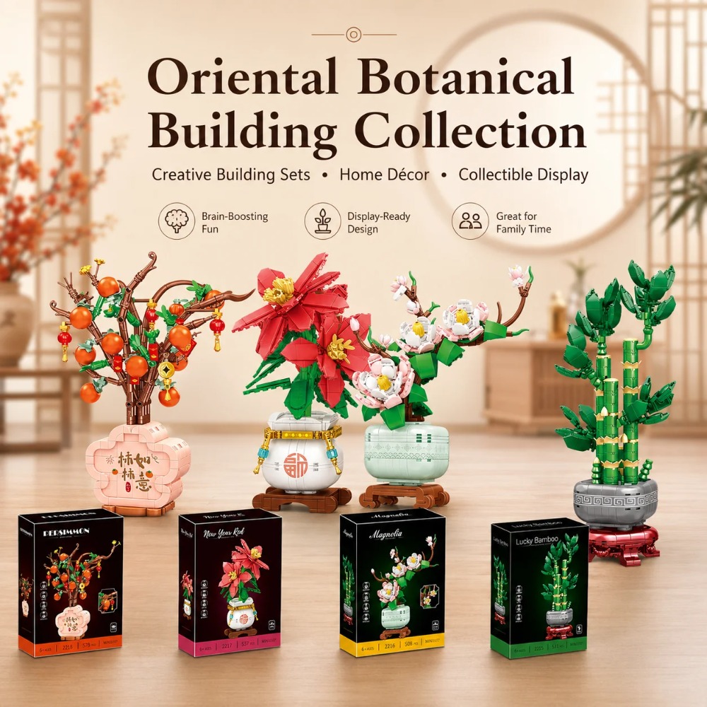 Bonsai Garden Lego - 난초 빌딩 블록 꽃 꽃다발 분재