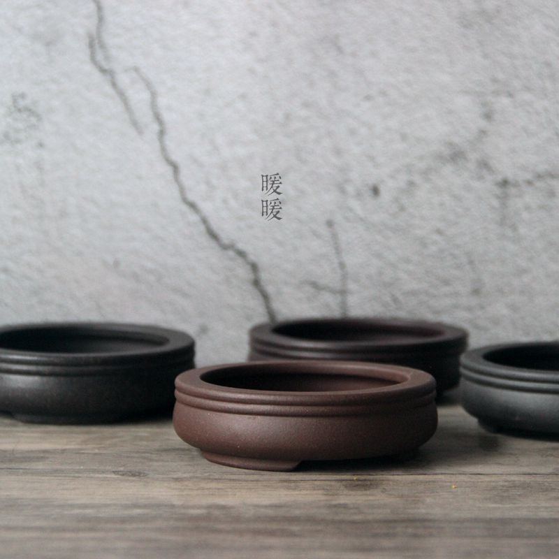 Bonsai Garden China - 세라믹 원형 분재 냄비, 접시, 보라색
