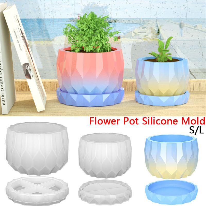 Bonsai Garden Decor - 콘크리트 꽃 냄비와 접시에 대 한
