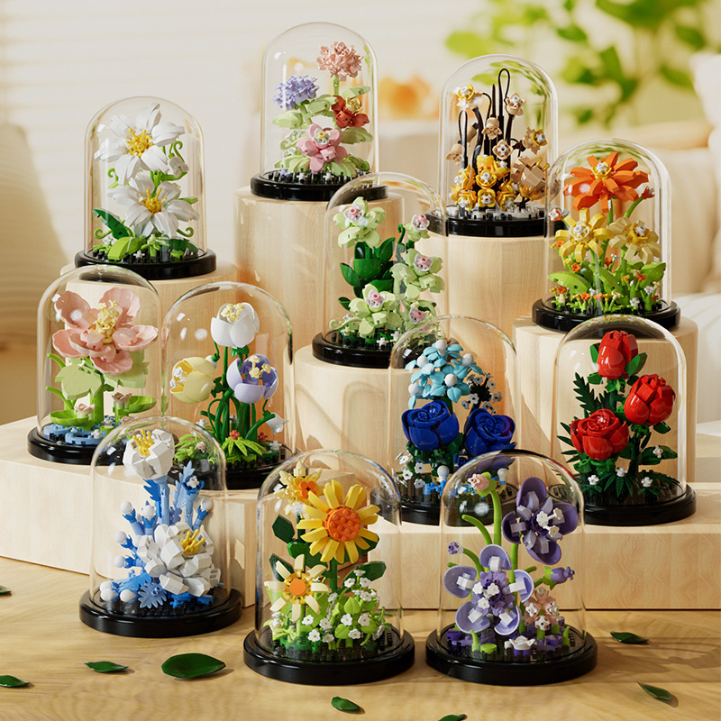 Bonsai Garden Lego - 꽃 꽃다발 분재 빌딩 블록 인공