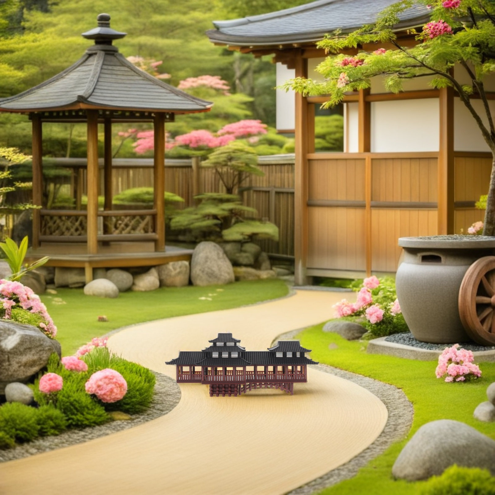 작은 정자 장식품 고대 중국 건축 조각상 긴 복도 아치 - Bonsai Garden Decor 리뷰 및 가격