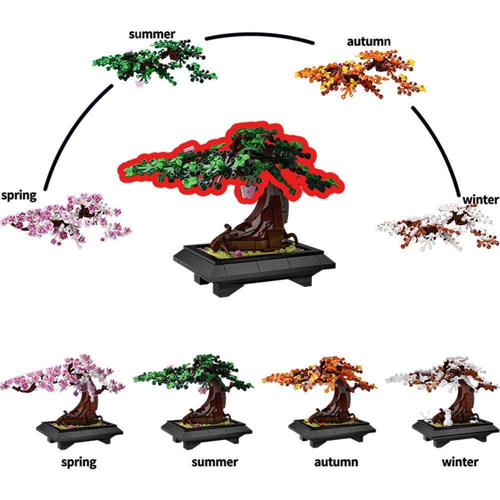 MOC 사계절 분재 나무 벽돌 모델 홈 인테리어 식물  - Bonsai Garden Lego 리뷰 및 가격