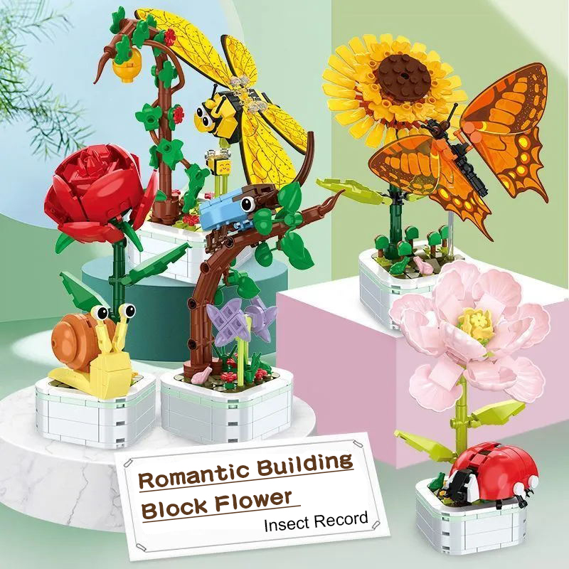 DIY 미니 나비 곤충 화분 분재 꽃 블록 장미 장식  - Bonsai Garden Lego 리뷰 및 가격