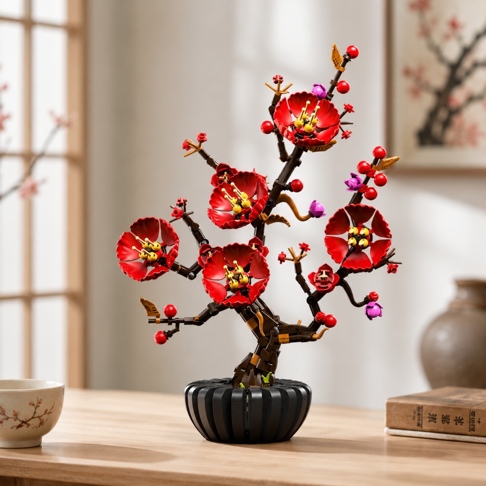 매화 분재 빌딩 블록, 599개 꽃다발 세트, 상세한  - Bonsai Garden Lego 리뷰 및 가격